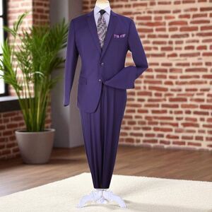 APOLLO KING MEN'S 2 PIECE MODERN FIT SOLID PURPLE EXECUTIVE SUIT. 5604